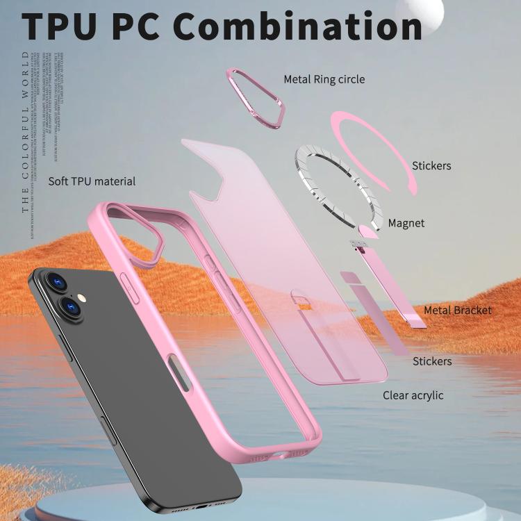 For iPhone 16 Plus Star Shine Series TPU + PC MagSafe Phone Case with Fold Holder