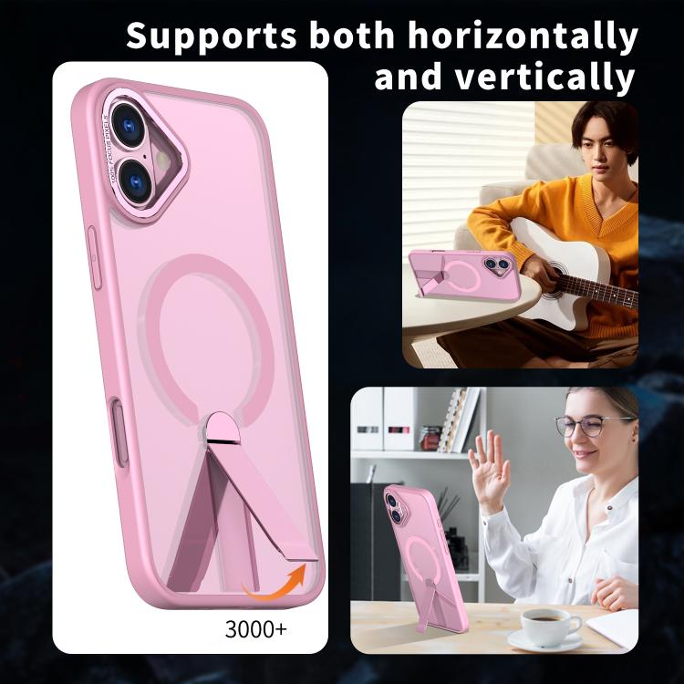 For iPhone 16 Plus Star Shine Series TPU + PC MagSafe Phone Case with Fold Holder