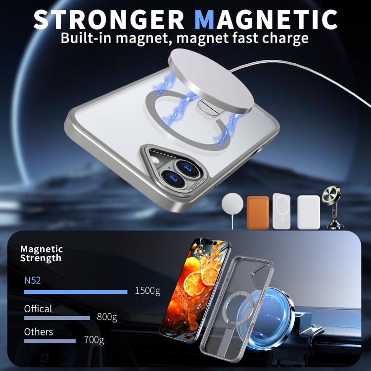 For iPhone 16 Plus Star Shine Series TPU + PC MagSafe Phone Case with Fold Holder