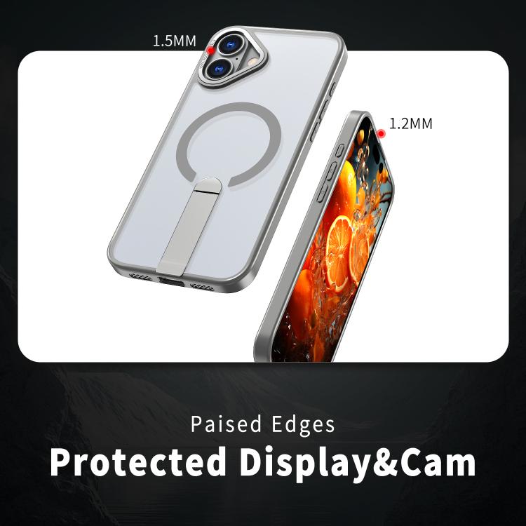 For iPhone 16 Plus Star Shine Series TPU + PC MagSafe Phone Case with Fold Holder