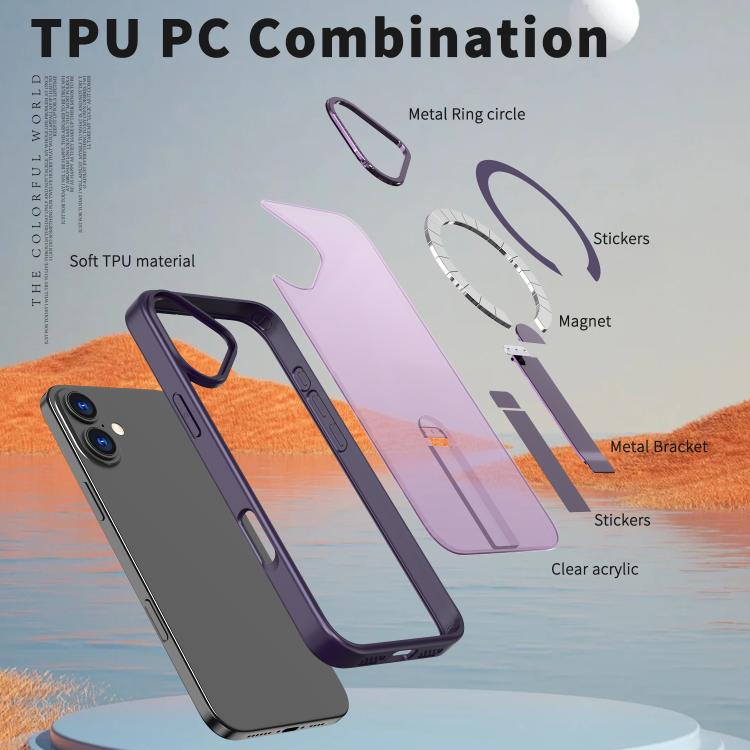 For iPhone 16 Plus Star Shine Series TPU + PC MagSafe Phone Case with Fold Holder