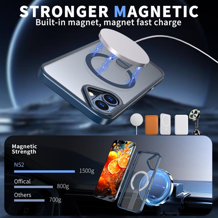 For iPhone 16 Plus Star Shine Series TPU + PC MagSafe Phone Case with Fold Holder
