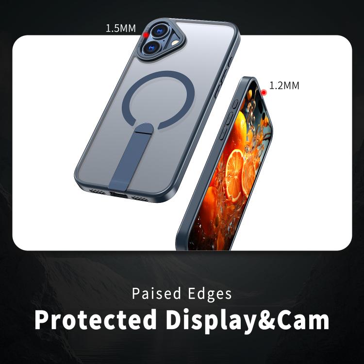 For iPhone 16 Plus Star Shine Series TPU + PC MagSafe Phone Case with Fold Holder