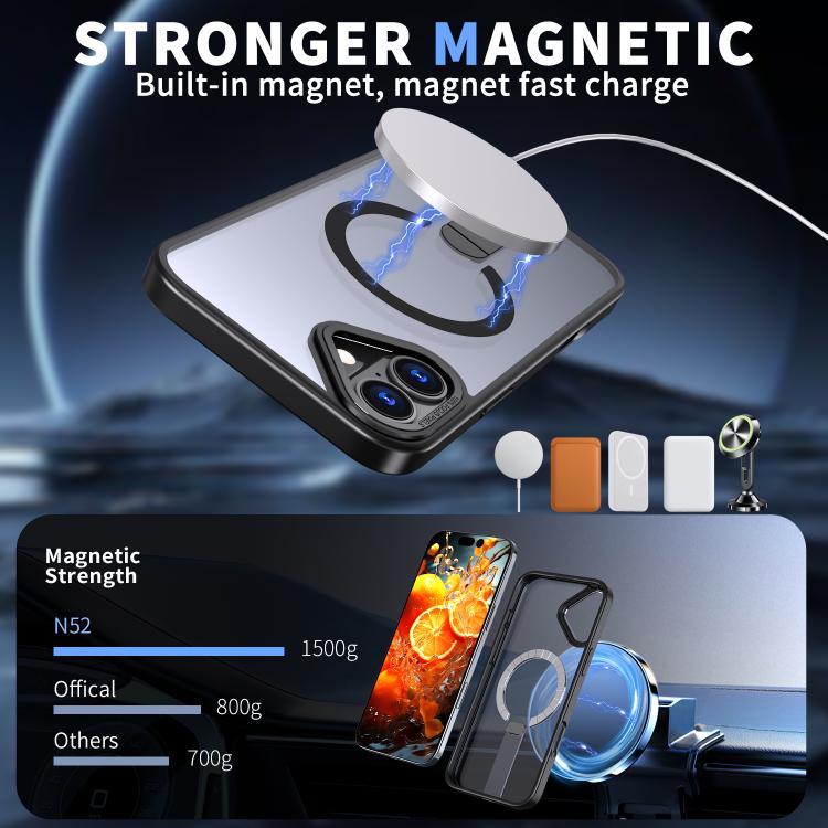 For iPhone 16 Plus Star Shine Series TPU + PC MagSafe Phone Case with Fold Holder