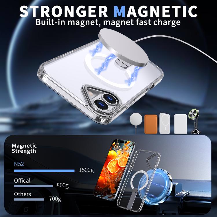 For iPhone 16 Star Shine Series TPU + PC MagSafe Phone Case with Fold Holder