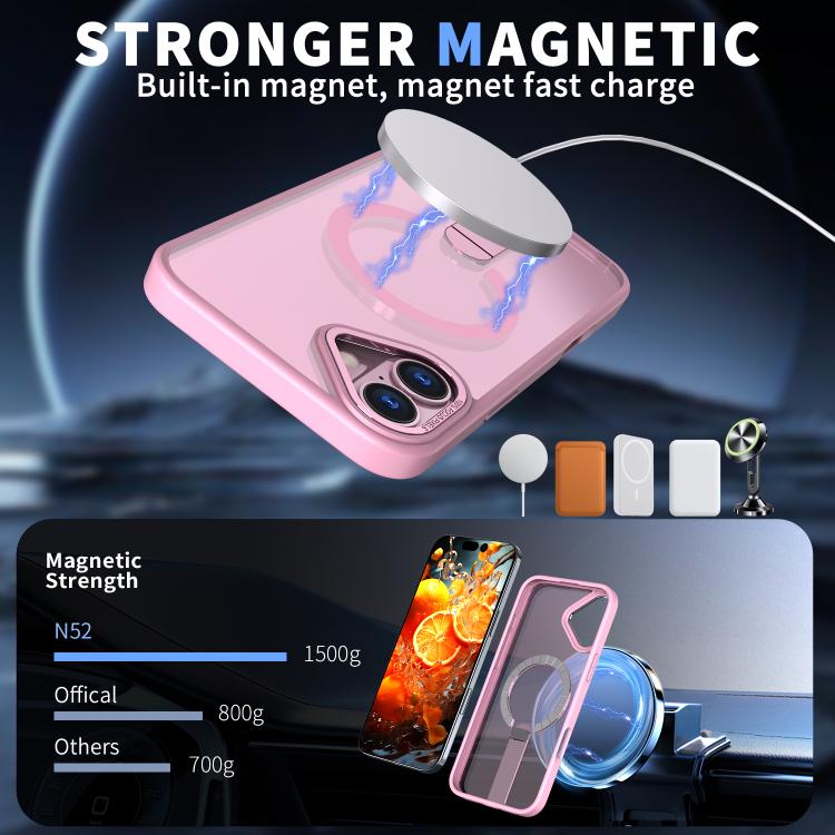 For iPhone 16 Star Shine Series TPU + PC MagSafe Phone Case with Fold Holder