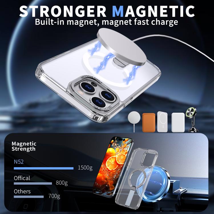 For iPhone 15 Pro Max Star Shine Series TPU + PC MagSafe Phone Case with Fold Holder
