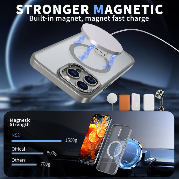 For iPhone 15 Pro Max Star Shine Series TPU + PC MagSafe Phone Case with Fold Holder