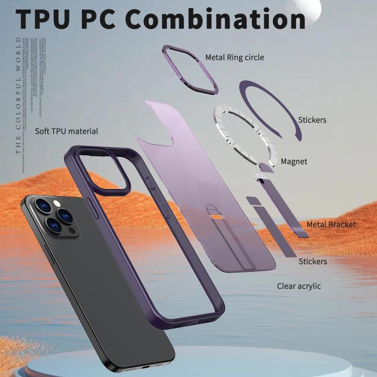 For iPhone 15 Pro Max Star Shine Series TPU + PC MagSafe Phone Case with Fold Holder
