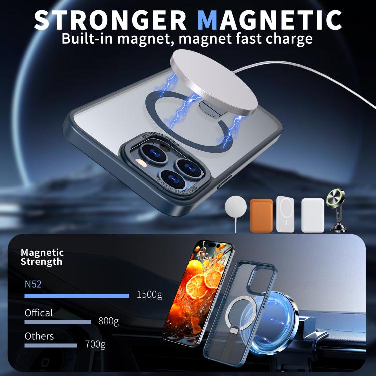 For iPhone 15 Pro Max Star Shine Series TPU + PC MagSafe Phone Case with Fold Holder