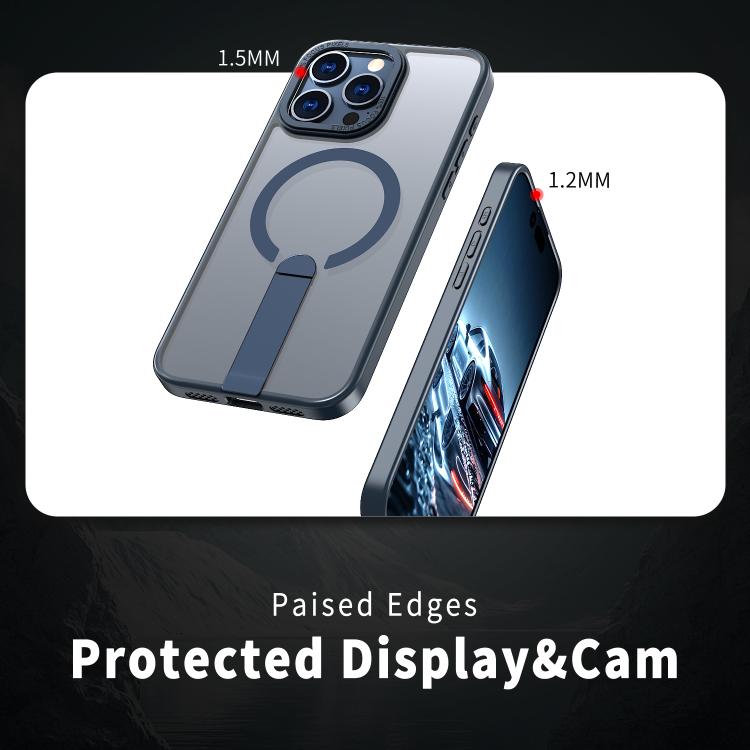 For iPhone 15 Pro Max Star Shine Series TPU + PC MagSafe Phone Case with Fold Holder