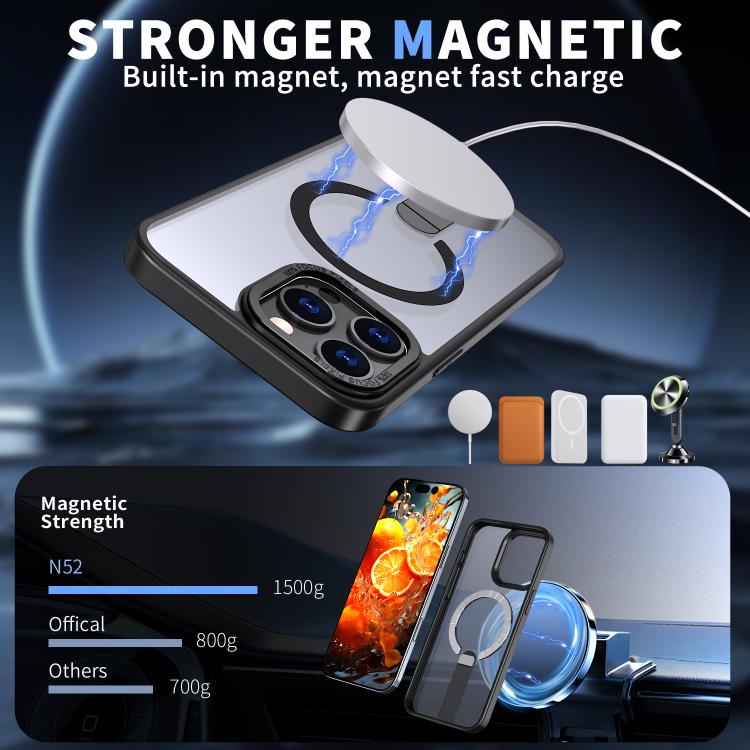 For iPhone 14 Pro Star Shine Series TPU + PC MagSafe Phone Case with Fold Holder