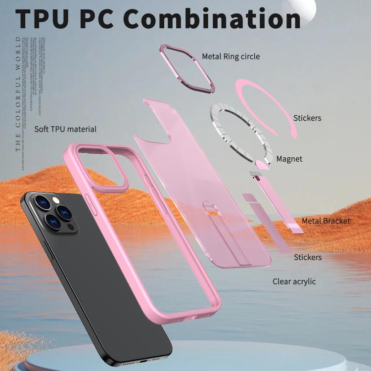 For iPhone 13 Pro Max Star Shine Series TPU + PC MagSafe Phone Case with Fold Holder