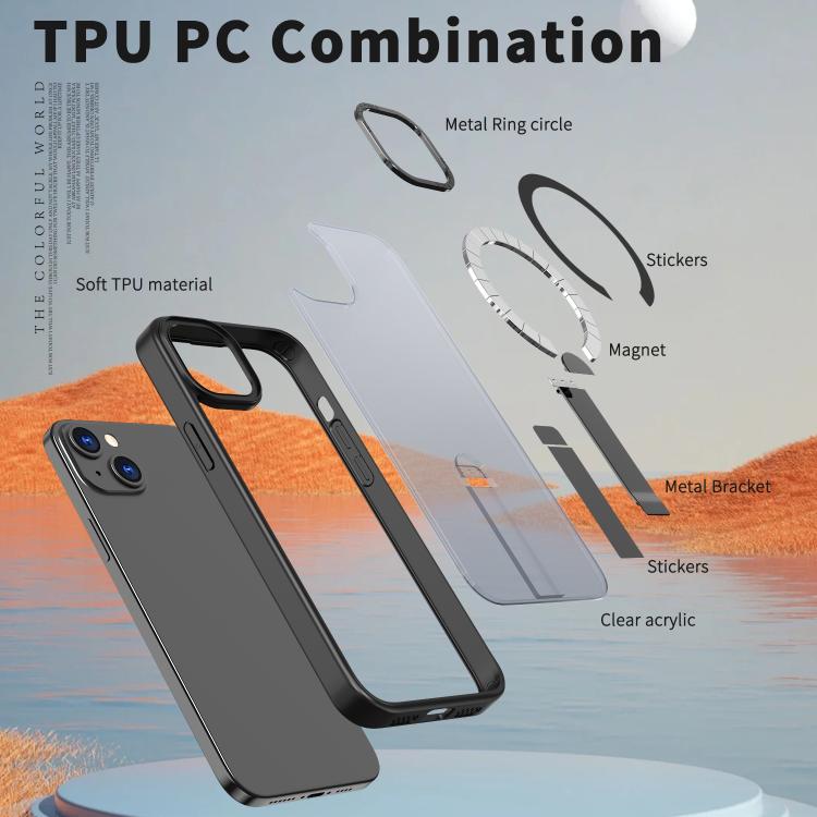 For iPhone 12 Star Shine Series TPU + PC MagSafe Phone Case with Fold Holder
