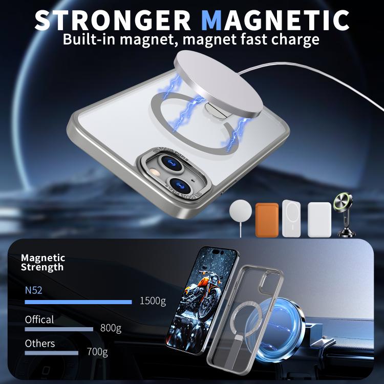 For iPhone 13 Star Shine Series TPU + PC MagSafe Phone Case with Fold Holder