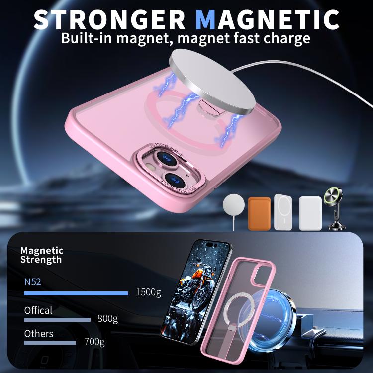 For iPhone 14 Plus Star Shine Series TPU + PC MagSafe Phone Case with Fold Holder