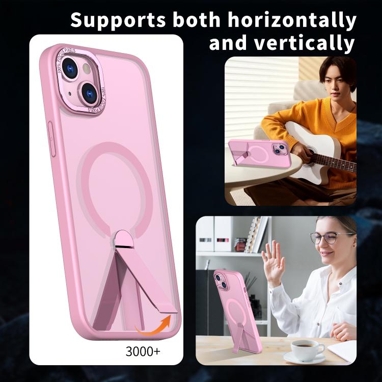 For iPhone 14 Plus Star Shine Series TPU + PC MagSafe Phone Case with Fold Holder