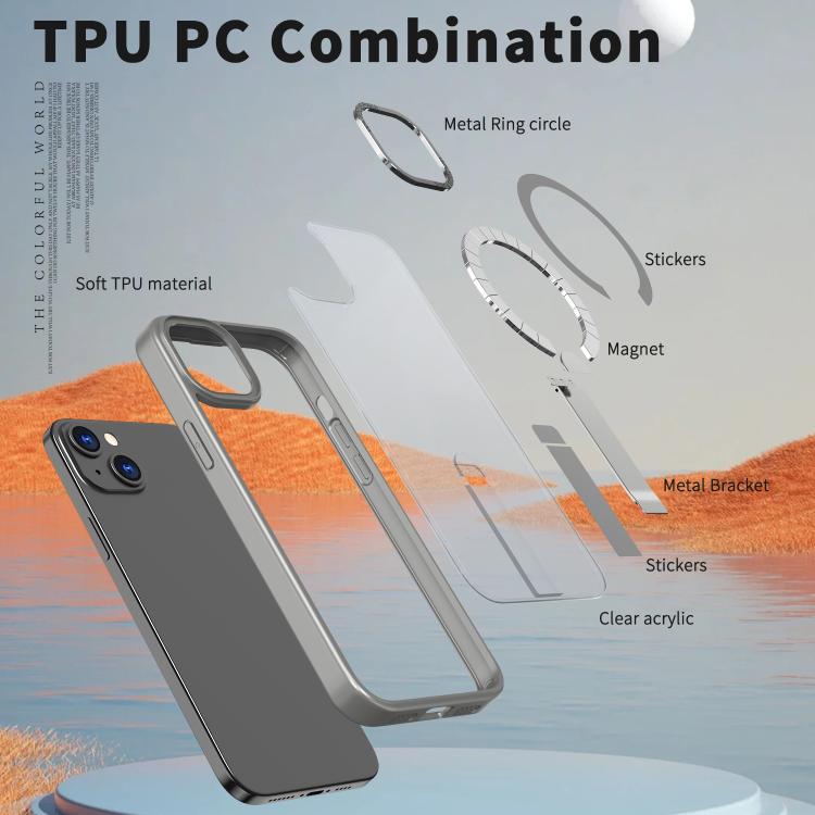 For iPhone 14 Plus Star Shine Series TPU + PC MagSafe Phone Case with Fold Holder