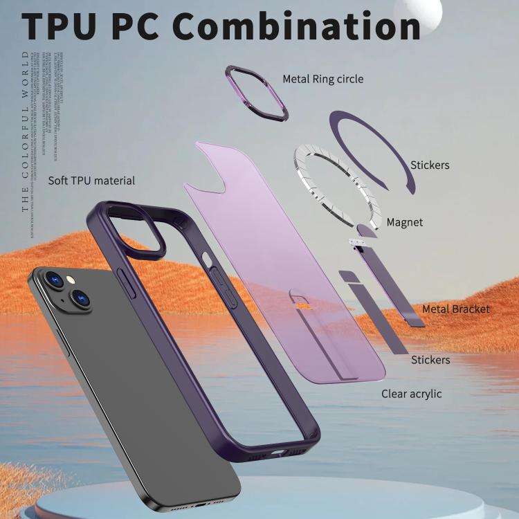 For iPhone 14 Plus Star Shine Series TPU + PC MagSafe Phone Case with Fold Holder