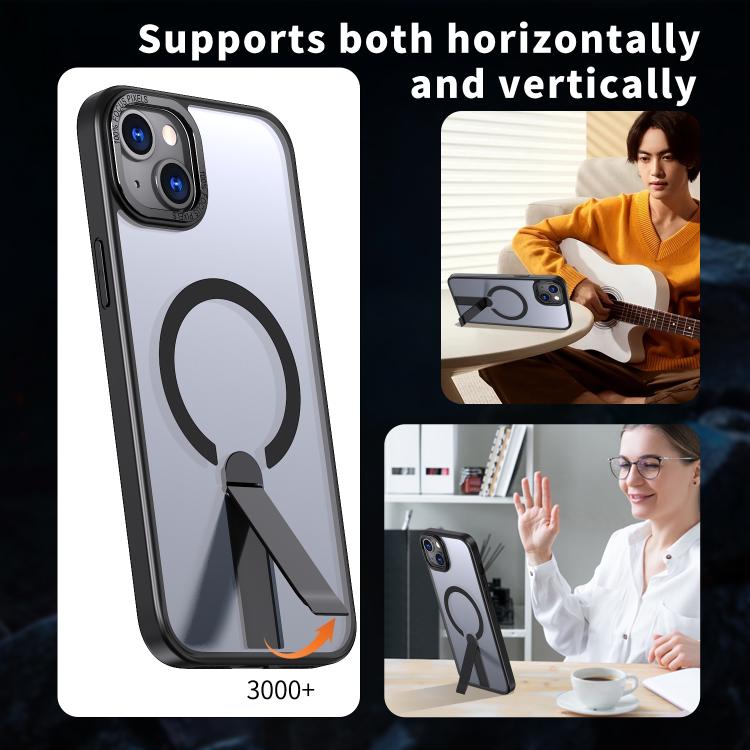 For iPhone 14 Star Shine Series TPU + PC MagSafe Phone Case with Fold Holder