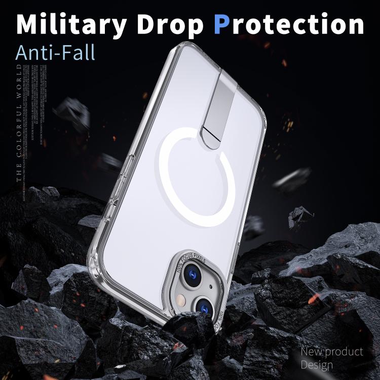 For iPhone 15 Plus Star Shine Series TPU + PC MagSafe Phone Case with Fold Holder