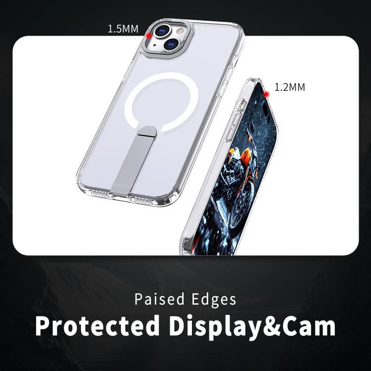 For iPhone 15 Star Shine Series TPU + PC MagSafe Phone Case with Fold Holder