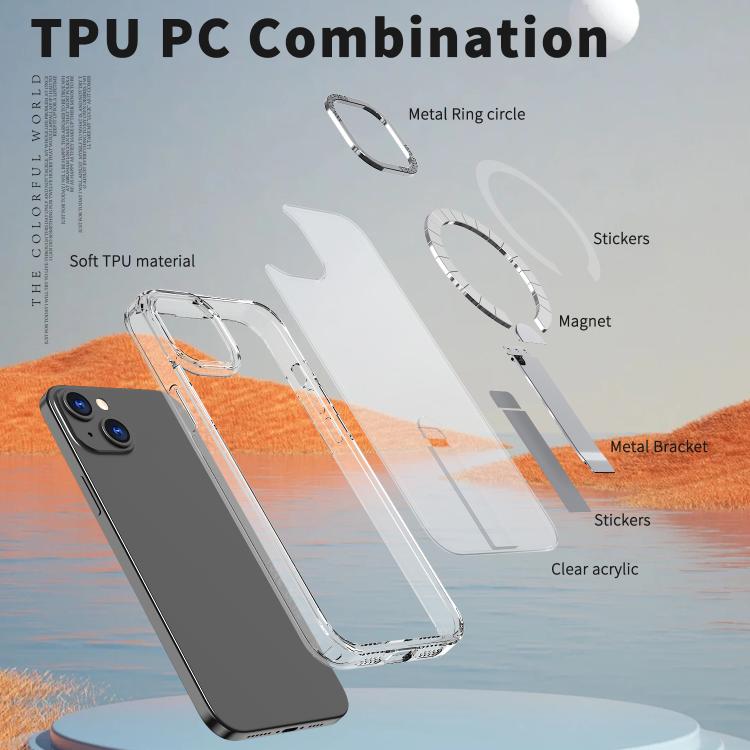 For iPhone 15 Star Shine Series TPU + PC MagSafe Phone Case with Fold Holder