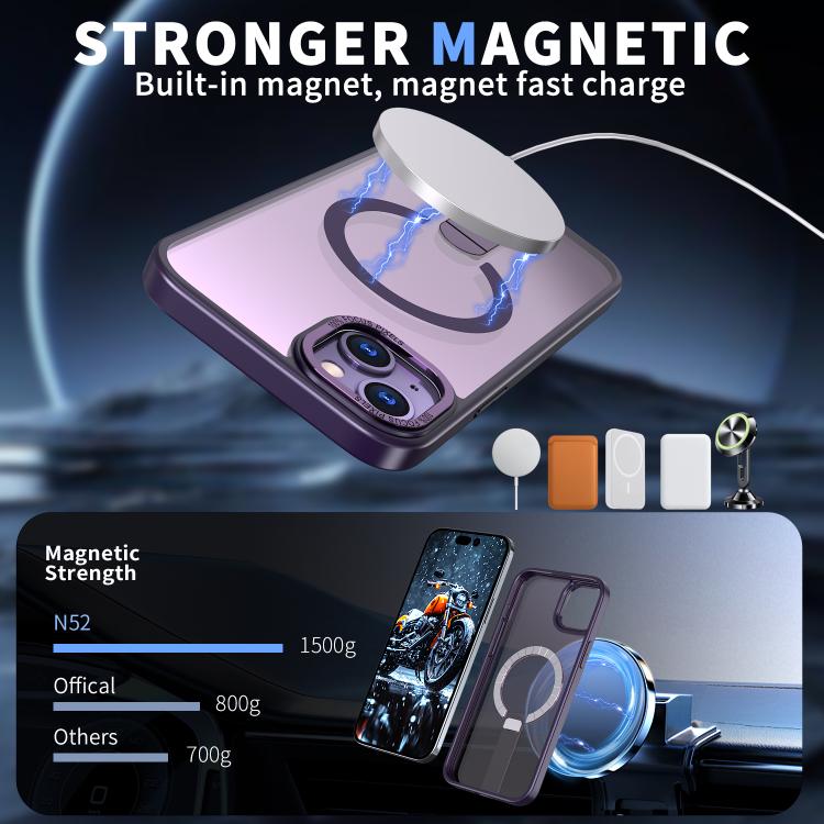 For iPhone 15 Star Shine Series TPU + PC MagSafe Phone Case with Fold Holder