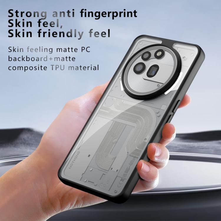 For Nothing Phone 3a Pro Armor Big Pore PC Hybrid TPU Phone Case - Frosted Black