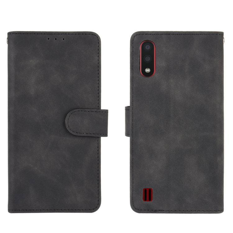 For Samsung Galaxy A01 (Global Version) Solid Color Skin Feel Magnetic Buckle Horizontal Flip Calf Texture PU Leather Case with Holder & Card Slots & Wallet
