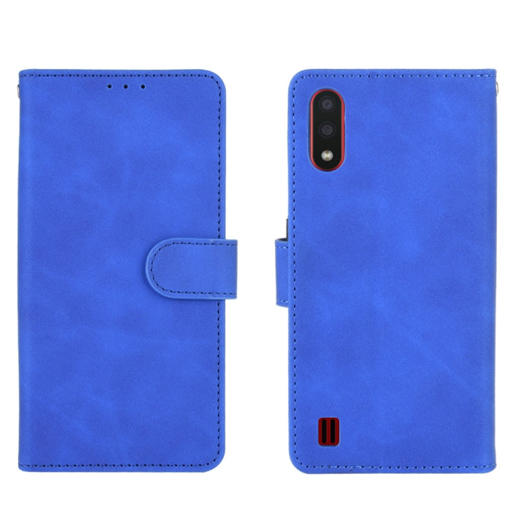 For Samsung Galaxy A01 (Global Version) Solid Color Skin Feel Magnetic Buckle Horizontal Flip Calf Texture PU Leather Case with Holder & Card Slots & Wallet