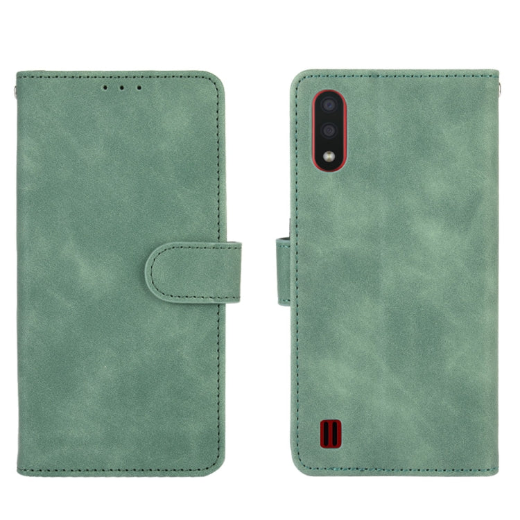 For Samsung Galaxy A01 (Global Version) Solid Color Skin Feel Magnetic Buckle Horizontal Flip Calf Texture PU Leather Case with Holder & Card Slots & Wallet
