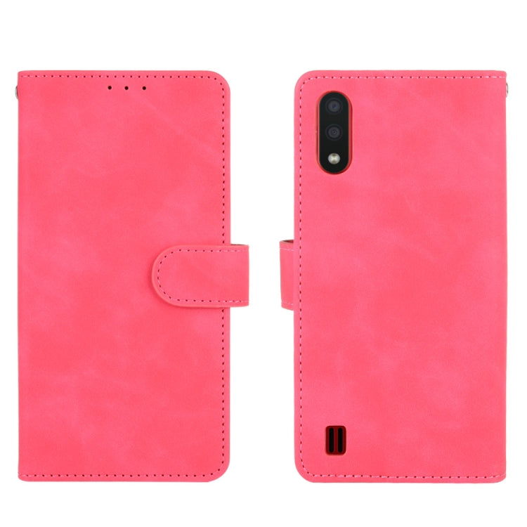 For Samsung Galaxy A01 (Global Version) Solid Color Skin Feel Magnetic Buckle Horizontal Flip Calf Texture PU Leather Case with Holder & Card Slots & Wallet