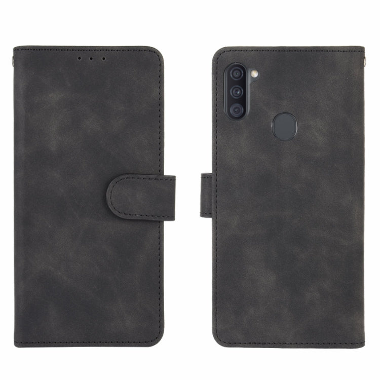 For Samsung Galaxy A11 (Eurasian Version) Solid Color Skin Feel Magnetic Buckle Horizontal Flip Calf Texture PU Leather Case with Holder & Card Slots & Wallet