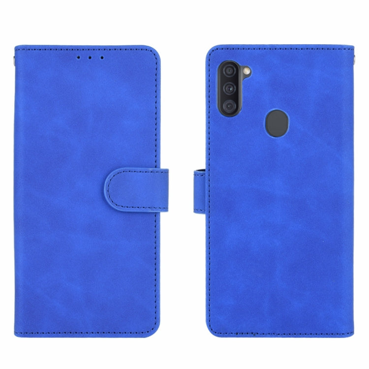 For Samsung Galaxy A11 (Eurasian Version) Solid Color Skin Feel Magnetic Buckle Horizontal Flip Calf Texture PU Leather Case with Holder & Card Slots & Wallet
