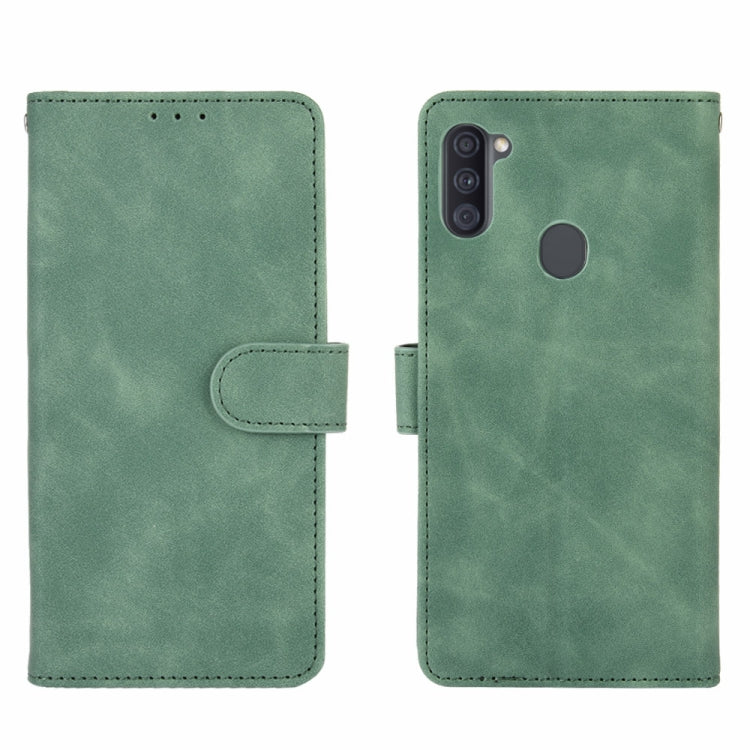 For Samsung Galaxy A11 (Eurasian Version) Solid Color Skin Feel Magnetic Buckle Horizontal Flip Calf Texture PU Leather Case with Holder & Card Slots & Wallet