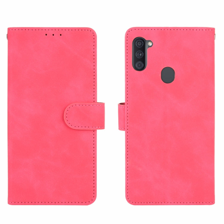 For Samsung Galaxy A11 (Eurasian Version) Solid Color Skin Feel Magnetic Buckle Horizontal Flip Calf Texture PU Leather Case with Holder & Card Slots & Wallet