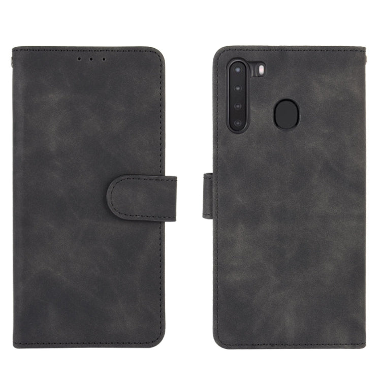 For Samsung Galaxy A21 (Eurasian Version) Solid Color Skin Feel Magnetic Buckle Horizontal Flip Calf Texture PU Leather Case with Holder & Card Slots & Wallet