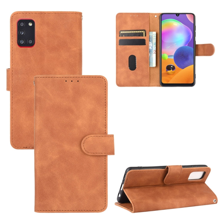 For Samsung Galaxy A31 Solid Color Skin Feel Magnetic Buckle Horizontal Flip Calf Texture PU Leather Case with Holder & Card Slots & Wallet