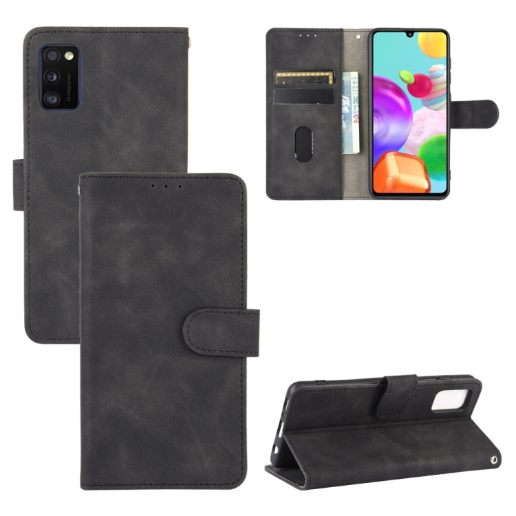 For Samsung Galaxy A41 (Eurasian Version) Solid Color Skin Feel Magnetic Buckle Horizontal Flip Calf Texture PU Leather Case with Holder & Card Slots & Wallet