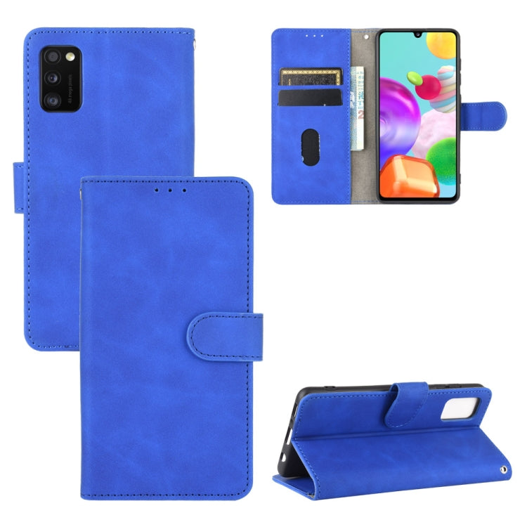 For Samsung Galaxy A41 (Eurasian Version) Solid Color Skin Feel Magnetic Buckle Horizontal Flip Calf Texture PU Leather Case with Holder & Card Slots & Wallet
