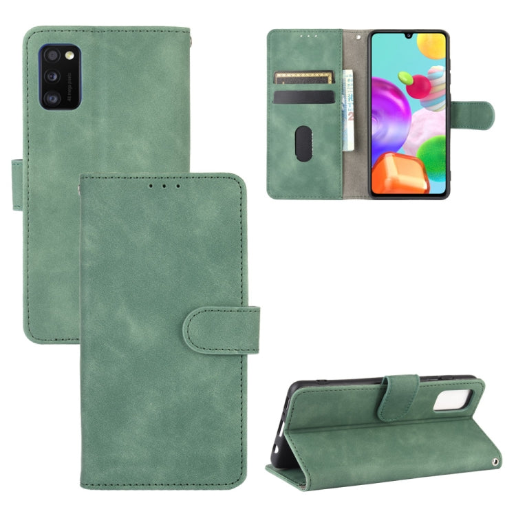 For Samsung Galaxy A41 (Eurasian Version) Solid Color Skin Feel Magnetic Buckle Horizontal Flip Calf Texture PU Leather Case with Holder & Card Slots & Wallet