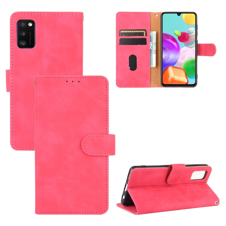 For Samsung Galaxy A41 (Eurasian Version) Solid Color Skin Feel Magnetic Buckle Horizontal Flip Calf Texture PU Leather Case with Holder & Card Slots & Wallet