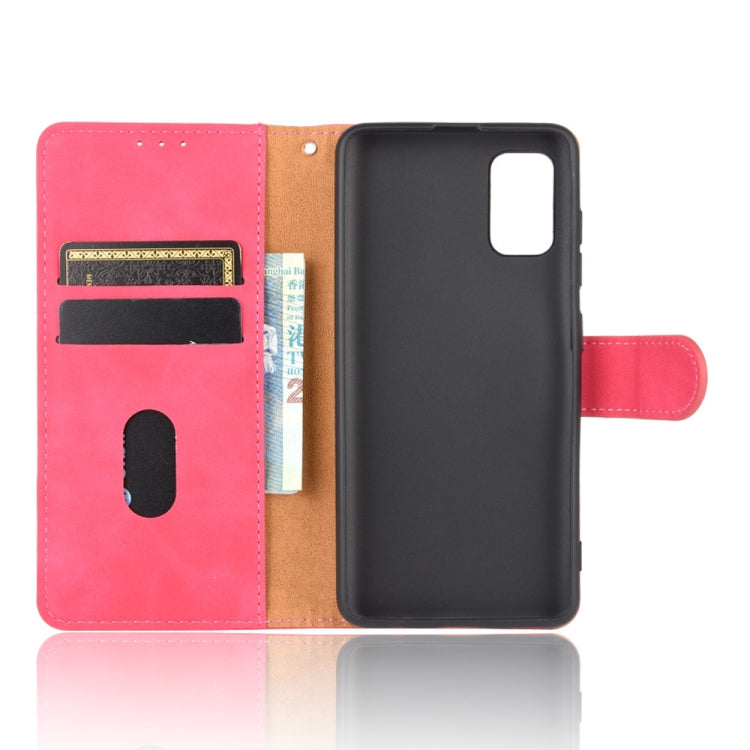 For Samsung Galaxy A41 (Eurasian Version) Solid Color Skin Feel Magnetic Buckle Horizontal Flip Calf Texture PU Leather Case with Holder & Card Slots & Wallet