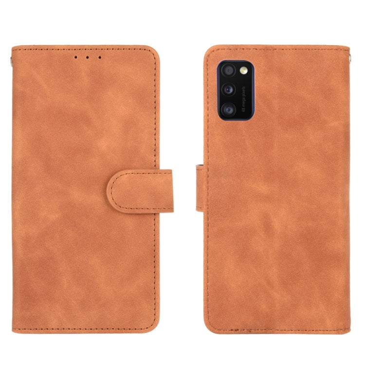 For Samsung Galaxy A41 (Eurasian Version) Solid Color Skin Feel Magnetic Buckle Horizontal Flip Calf Texture PU Leather Case with Holder & Card Slots & Wallet