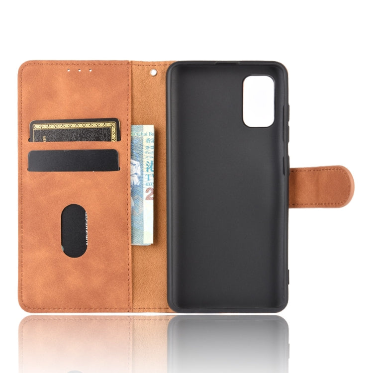 For Samsung Galaxy A41 (Eurasian Version) Solid Color Skin Feel Magnetic Buckle Horizontal Flip Calf Texture PU Leather Case with Holder & Card Slots & Wallet