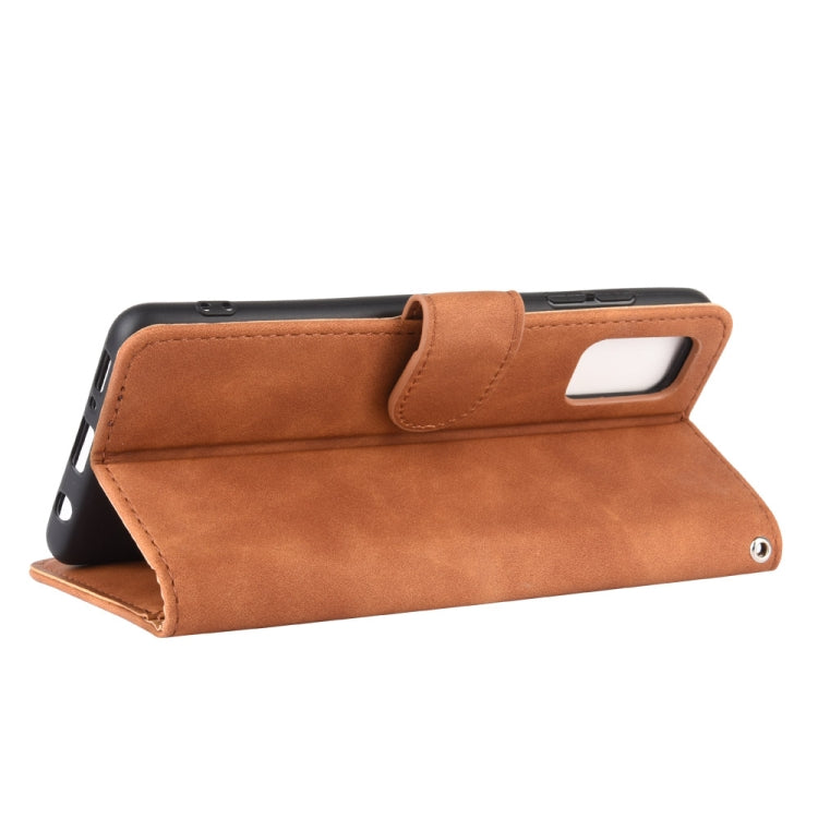 For Samsung Galaxy A41 (Eurasian Version) Solid Color Skin Feel Magnetic Buckle Horizontal Flip Calf Texture PU Leather Case with Holder & Card Slots & Wallet