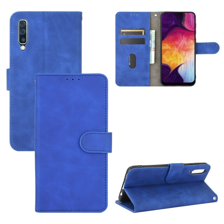 For Samsung Galaxy A50 Solid Color Skin Feel Magnetic Buckle Horizontal Flip Calf Texture PU Leather Case with Holder & Card Slots & Wallet