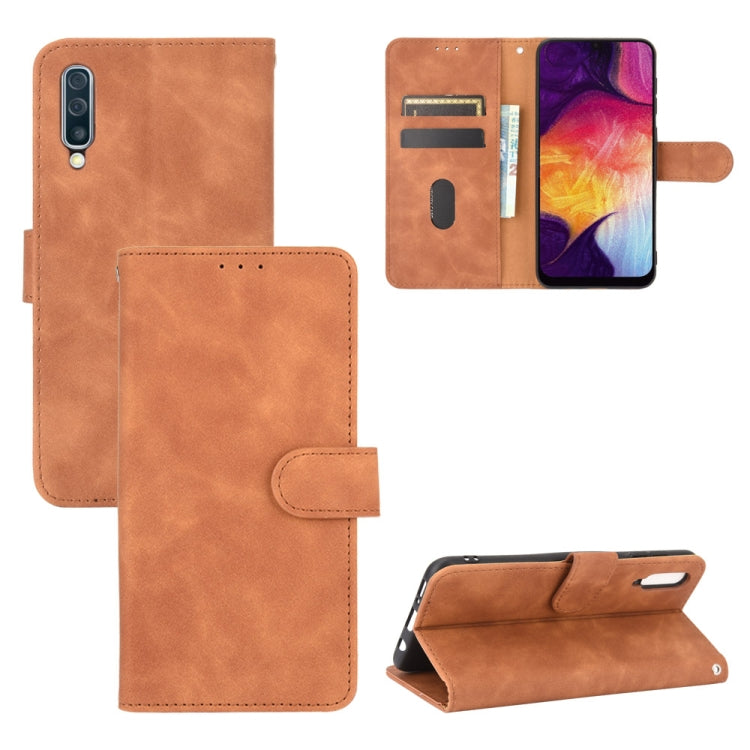 For Samsung Galaxy A50 Solid Color Skin Feel Magnetic Buckle Horizontal Flip Calf Texture PU Leather Case with Holder & Card Slots & Wallet