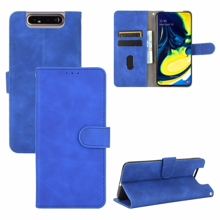 For Samsung Galaxy A80 Solid Color Skin Feel Magnetic Buckle Horizontal Flip Calf Texture PU Leather Case with Holder & Card Slots & Wallet